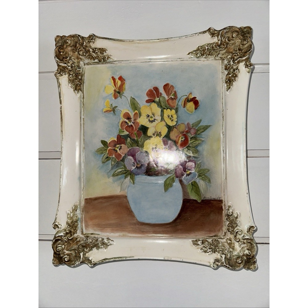 Vintage All Porcelain/ceramic Flower Painting Painted On Porcelain Tray ES0561
